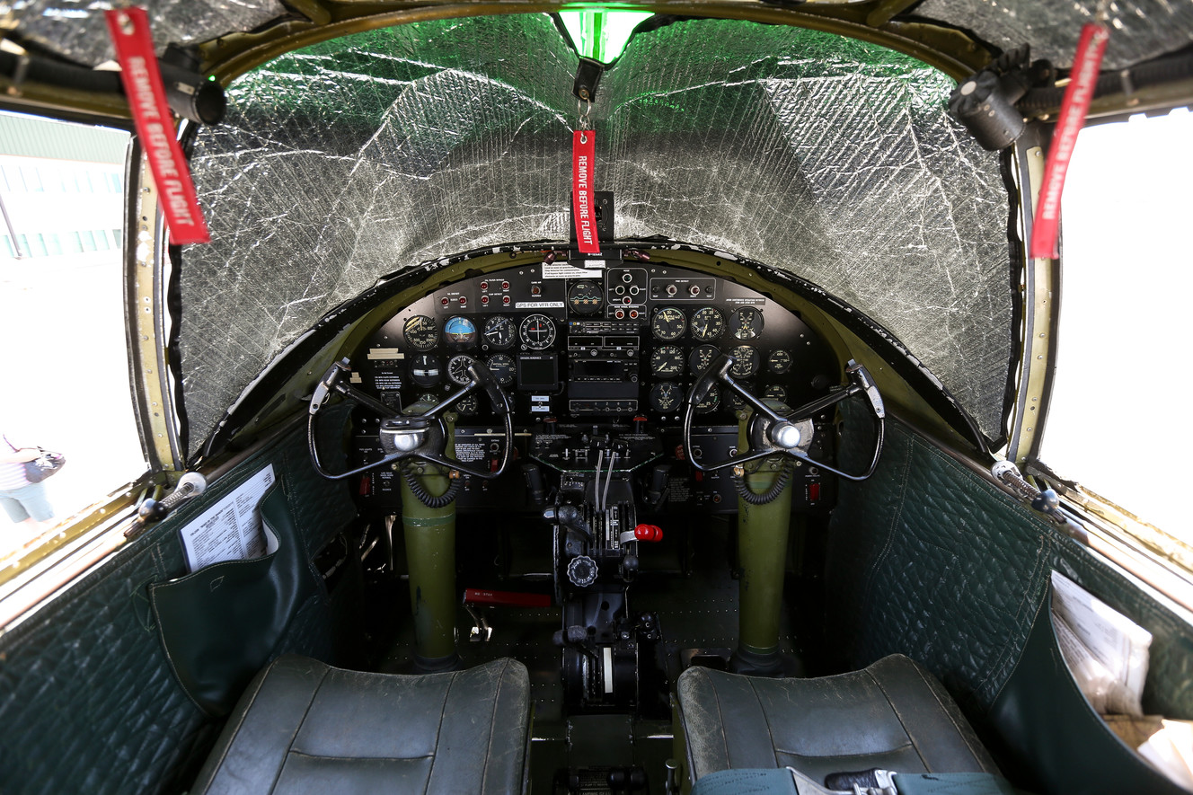 The cockpit of a B-25 Mitchell bomber, which is on display at the Provo Municipal Airport on Saturday, July 2, 2016. (Photo: Spenser Heaps, Deseret News)
