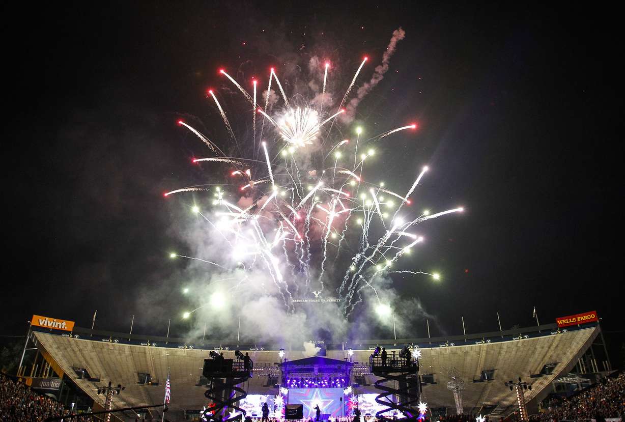 Fireworks are shot into the air at 36th annual Stadium of Fire at Lavell Edwards Stadium in Provo on Saturday, July 2, 2016. (Photo: Weston Kenney, Deseret News)