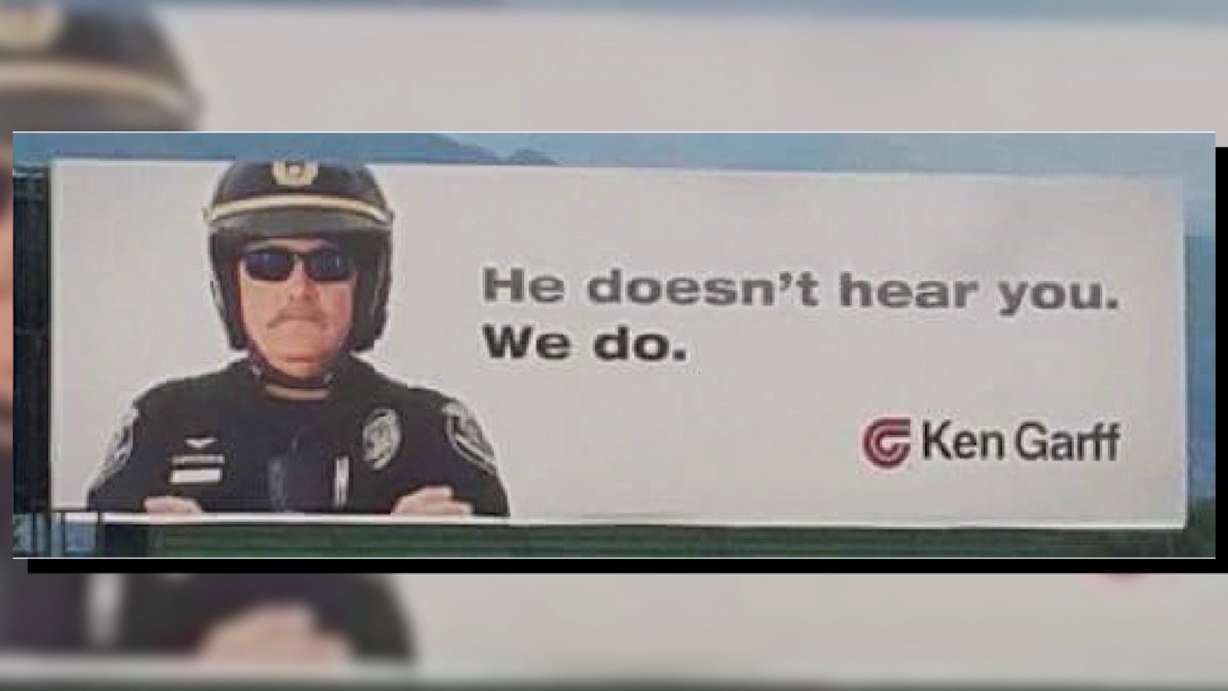 People in the law enforcement community are crying foul over a new Ken Garff billboard. The car company is apologizing and taking down a number of billboards along Interstate 15. (KSL TV)