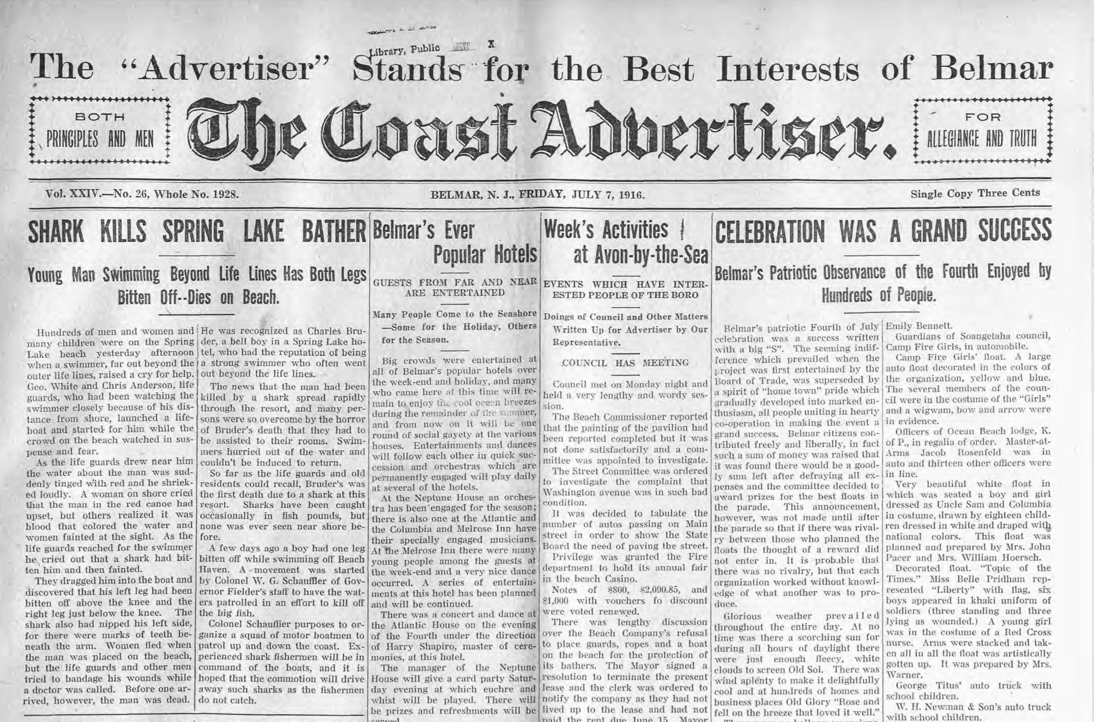 Shark attack! 1916 deaths sparked fear that endures today