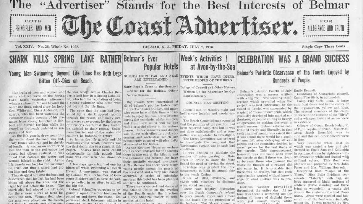 Shark attack! 1916 deaths sparked fear that endures today