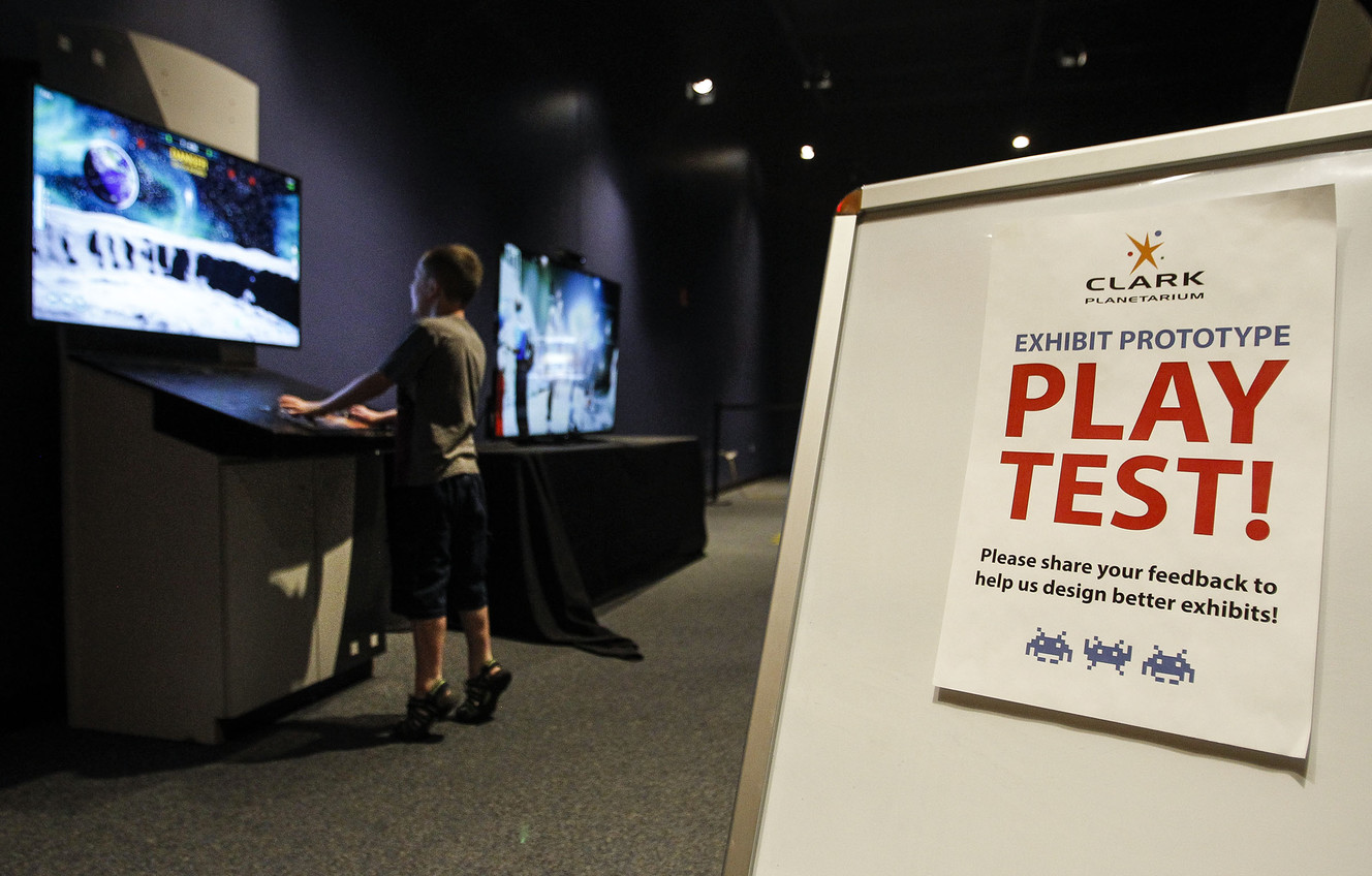 Jackson Cook, 4, plays a new interactive game at the Clark Planetarium in Salt Lake City on Thursday, July 7, 2016. (Photo: Weston Kenney, Deseret News)