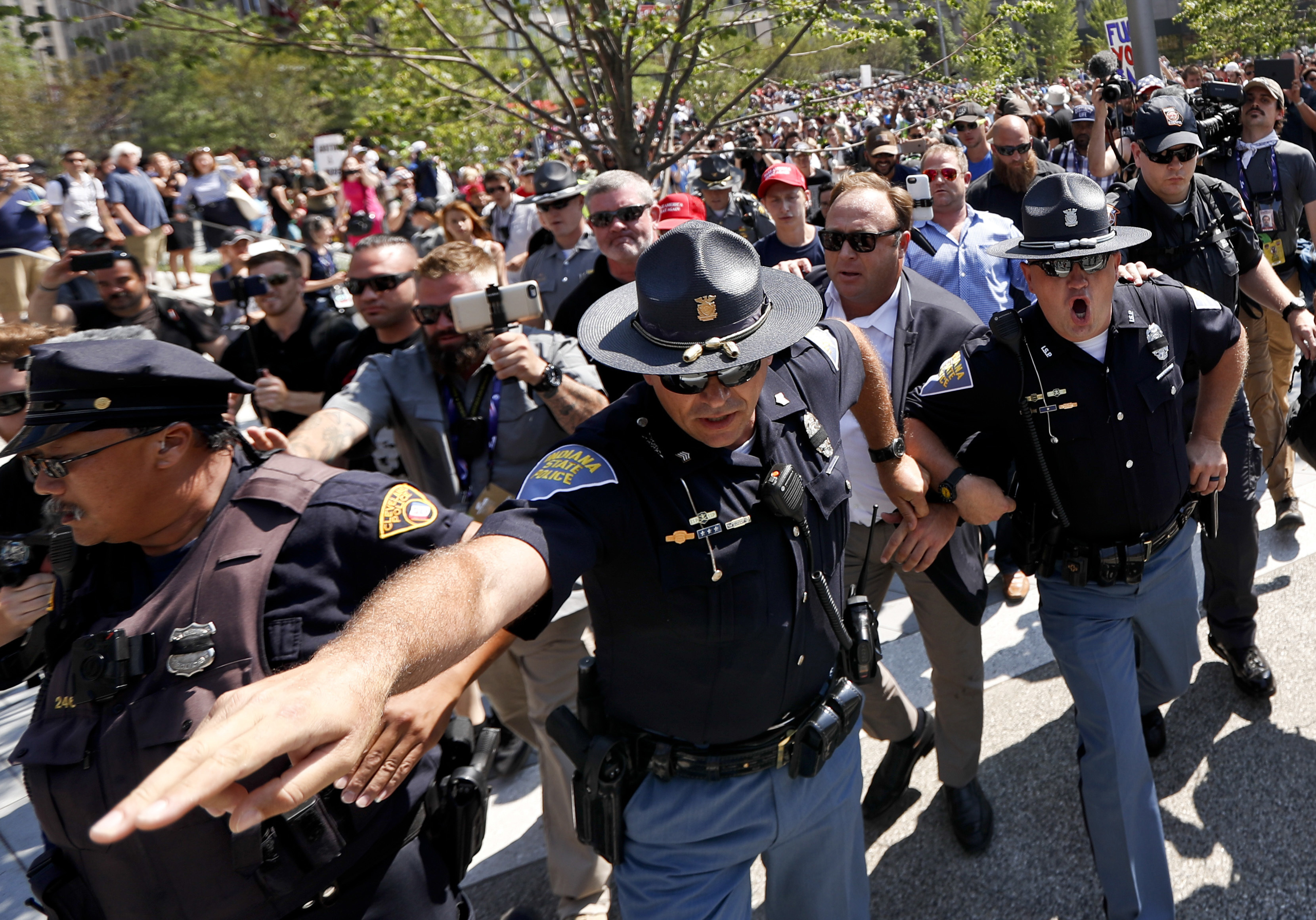 17 arrested in flag-burning melee outside GOP convention