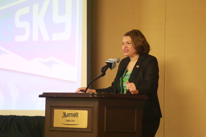Big Sky Commissioner Andrea Williams at the Big Sky Media Day event held in Park City, Utah (Photo: Mackenzie Kasper, Big Sky Conference).