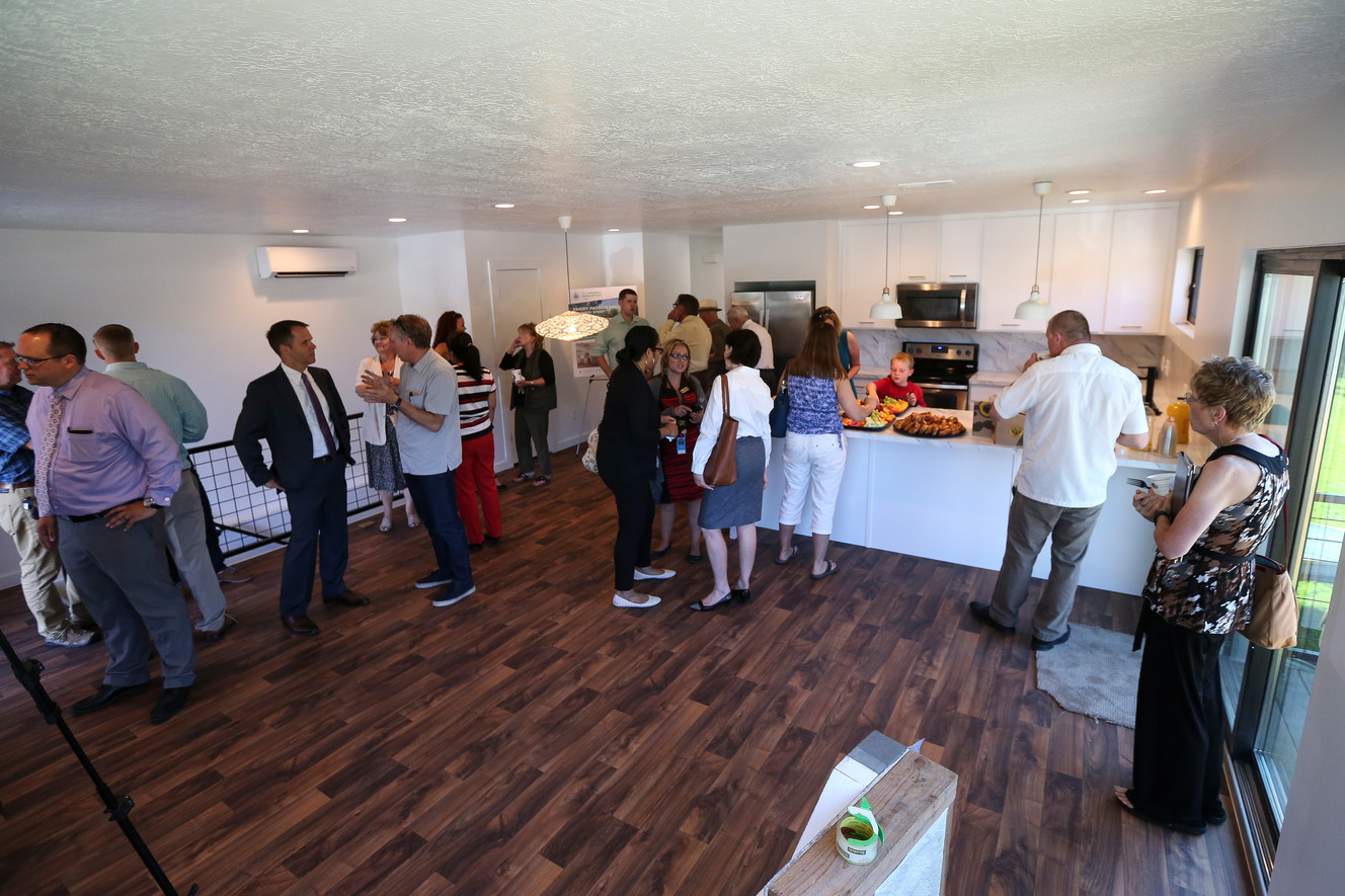 People tour the Emery Passive House in Salt Lake City's Poplar Grove neighborhood on Thursday, July 21, 2016. The home is a model of affordable, energy-efficient housing. (Photo: Spenser Heaps, Deseret News)