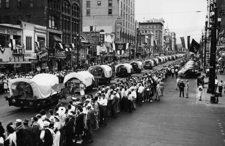 An image from a 1947 Pioneer Day celebration on Main Street in Salt Lake City. (Photo: Utah State Historical Society).