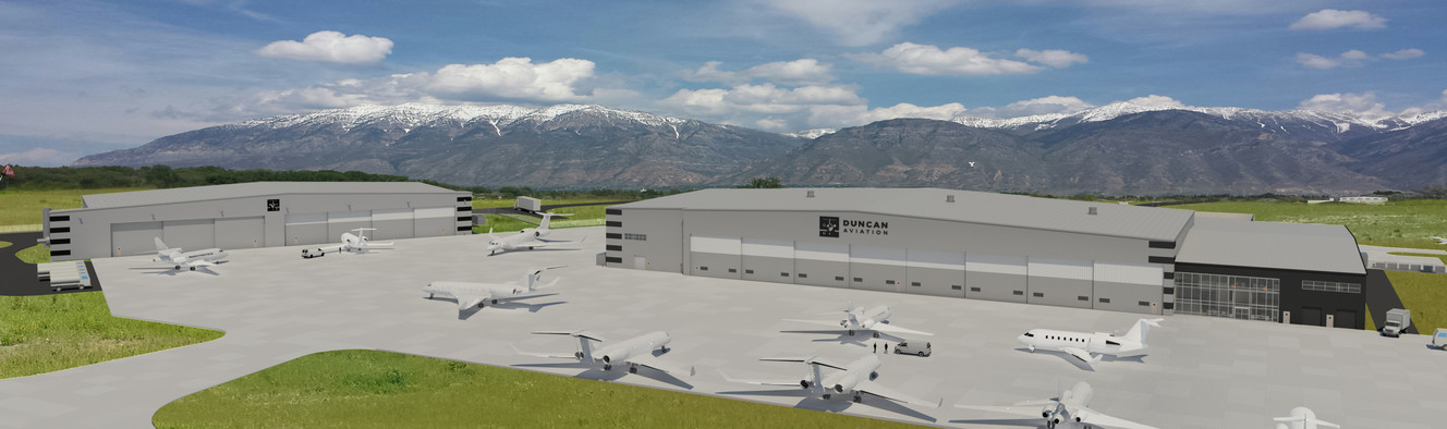 An artist's rendition of a new expansion project at the Provo Municipal Airport at 3421 Mike Jense Pkwy. The $50 million project is expected to create 700 jobs in the next decade and has the potential to bring more commercial airlines to the city's airport. (Photo: Duncan Aviation)