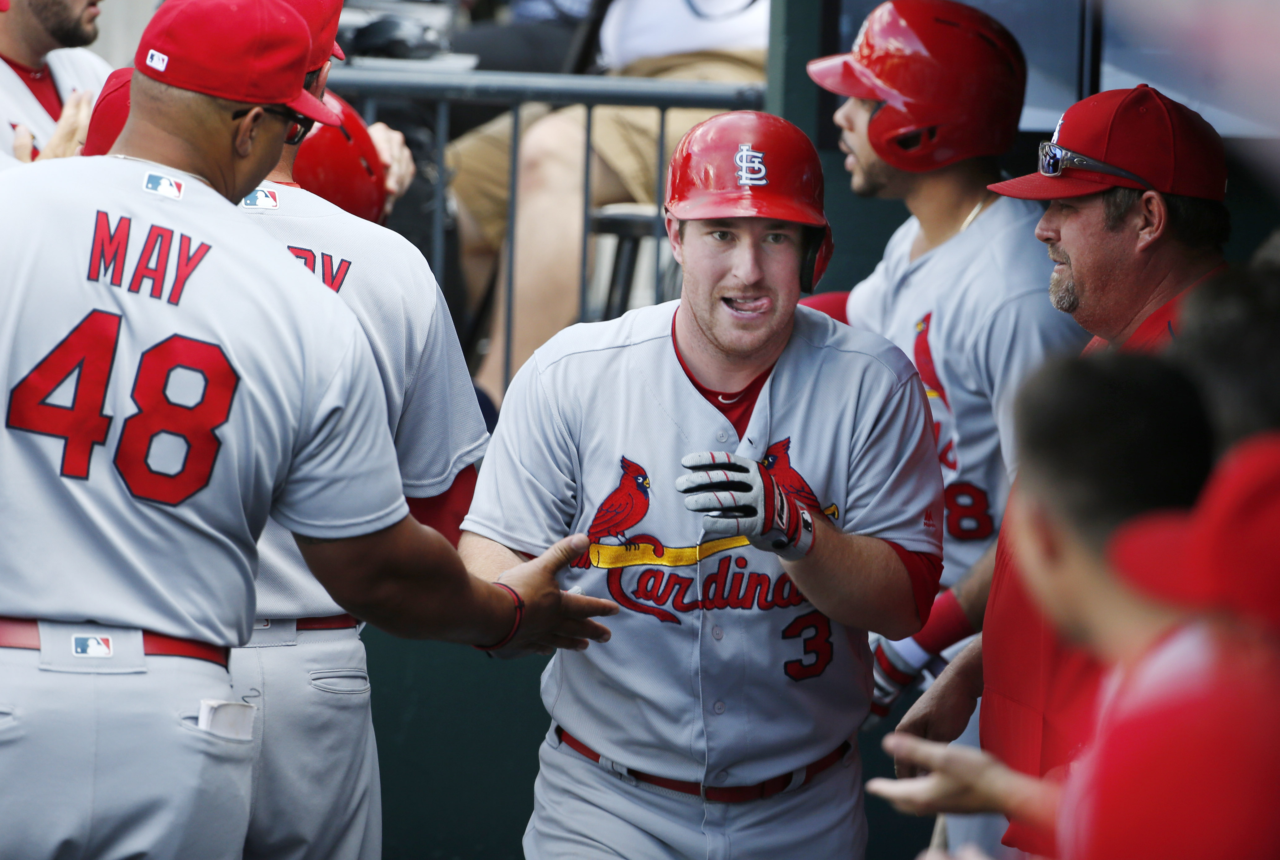 Gyorko homers, Cards top Mets in 1st game of doubleheader