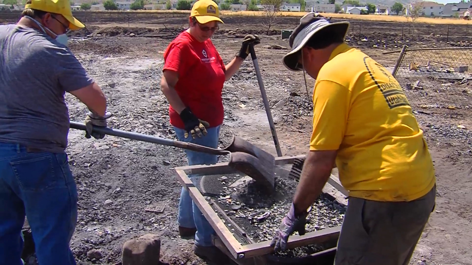 Volunteers from Utah and Idaho are helping fire victims clean up debris while police continue to search for the suspect. (Photo: KSL-TV)