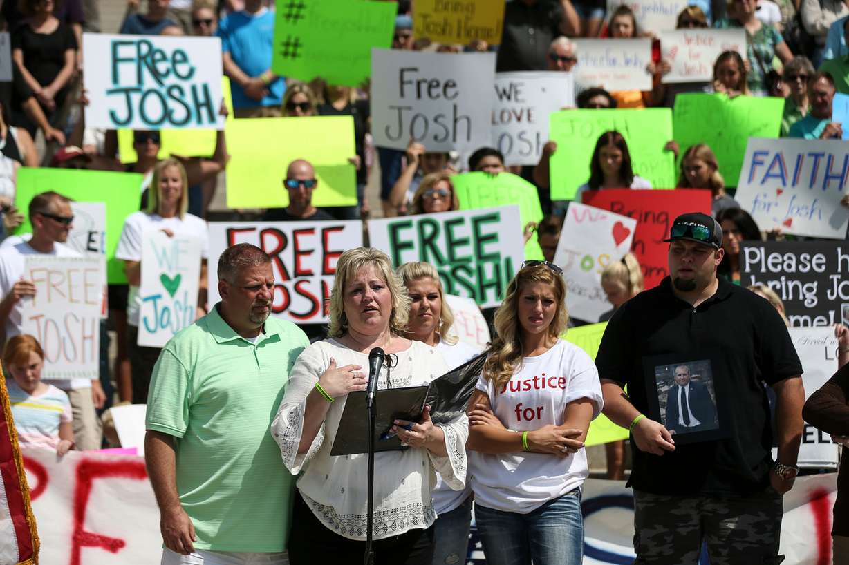 Jason and Laurie Holt, with their children Katie, Jenna and Derek, call for their son Josh's release from a Venezuelan jail at a rally at the Capitol in Salt Lake City on Saturday, July 30, 2016. (Photo: Spenser Heaps, Deseret News)
