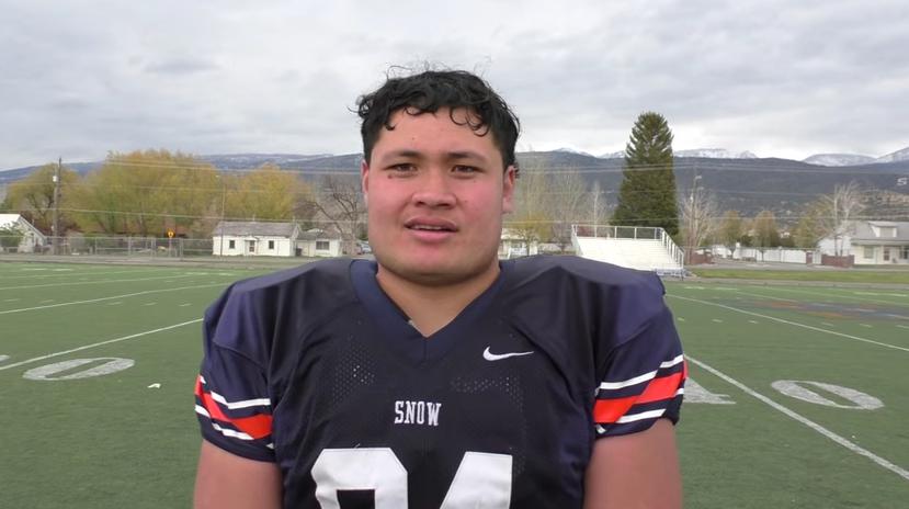 Snow College defensive tackle Handsome Tanielu after practice at Snow College. The former Utah commit signed a national letter of intent with BYU on Dec. 28, 2015. (Photo: YouTube)