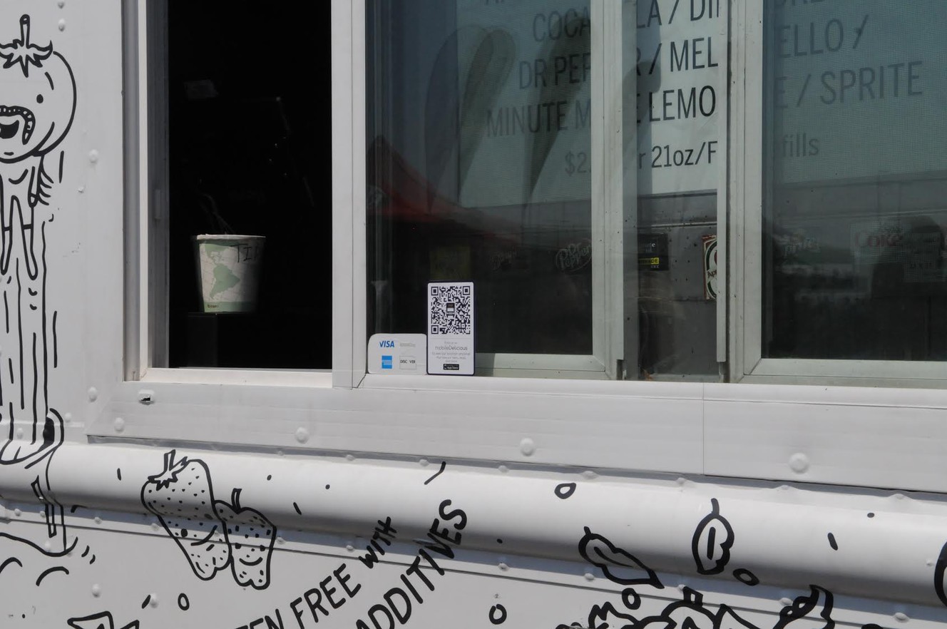 Food trucks that are participating in Mobile Delicious have a sticker with the QR code that provides access to its menu and deals. (Photo: Courtesy of Mobile Delicious)