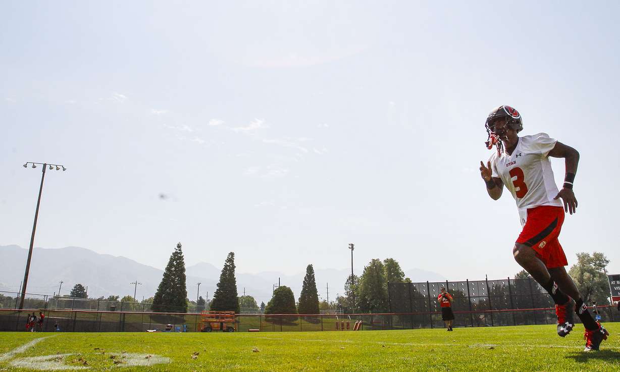 Utes' quarterback, Troy Williams (3) runs off the field during the first fall practice at the University of Utah's baseball field in Salt Lake City on Thursday, Aug. 4, 2016. (Photo: Weston Kenney, Deseret News)