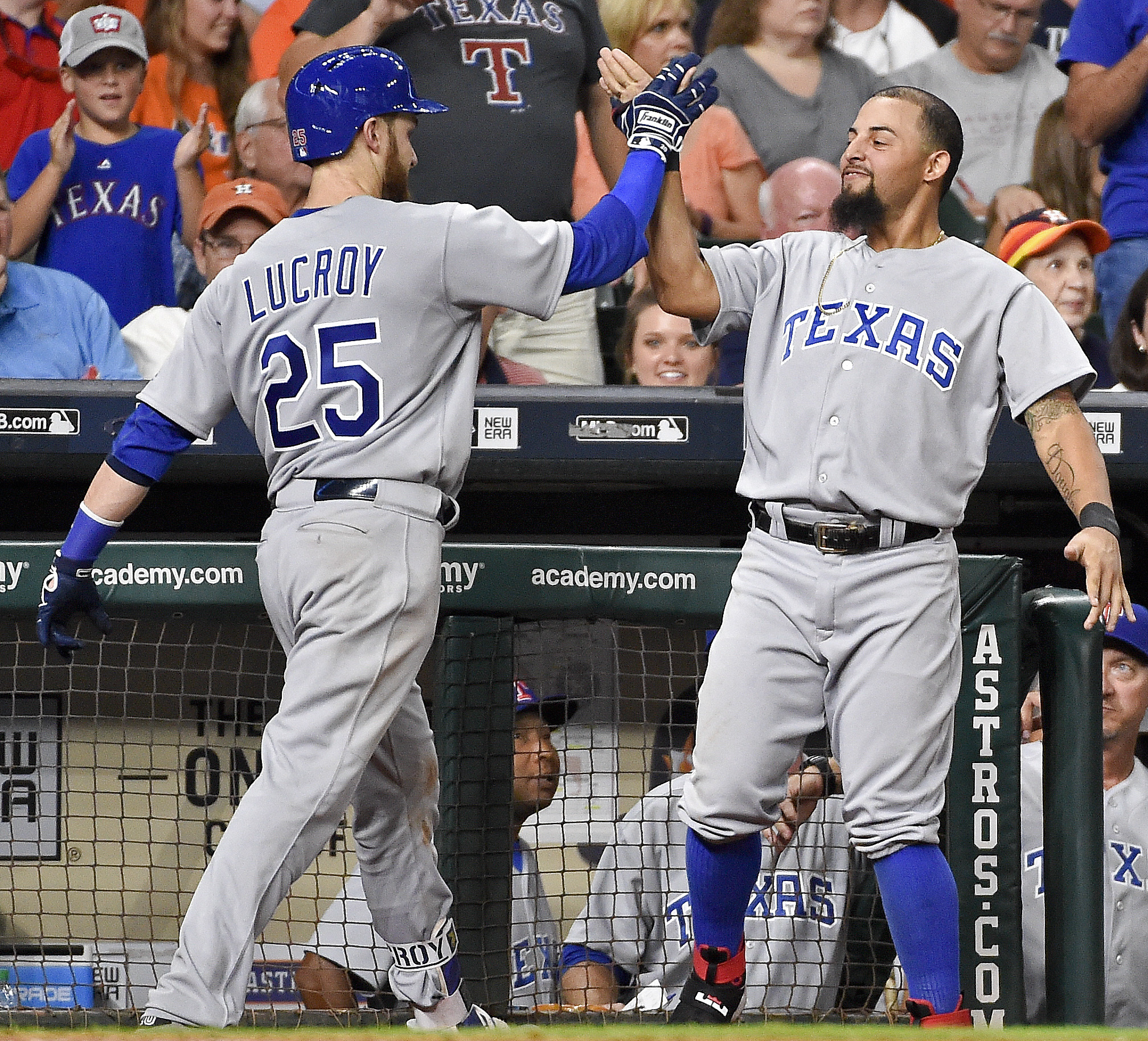 Lucroy hits 2 HRs, Beltran has 3 hits; Rangers beat Astros