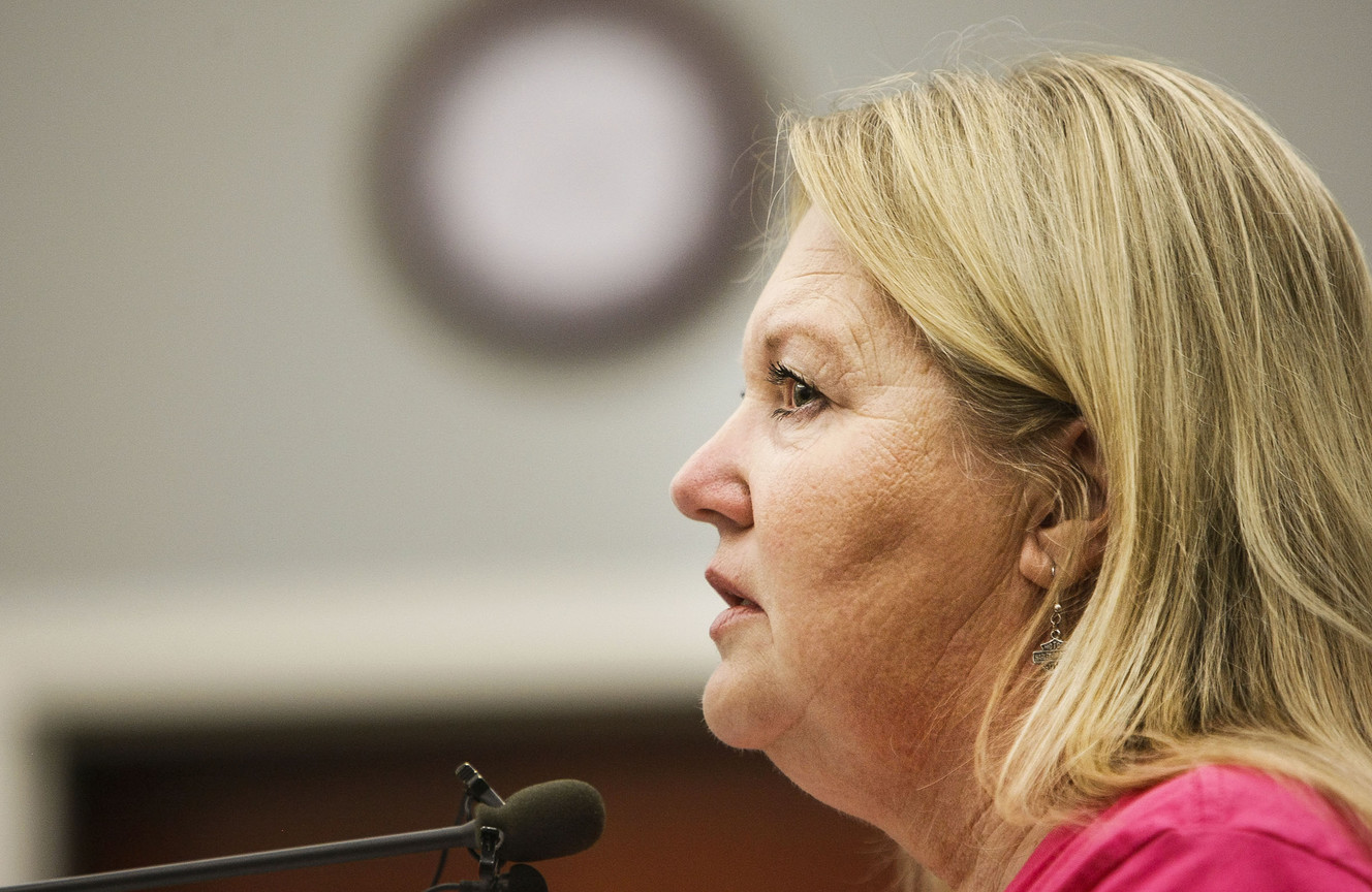 West Jordan resident Jamie Bevilhimer speaks during a City Council meeting at West Jordan City Hall on Wednesday, Aug. 10, 2016. (Photo: Weston Kenney, Deseret News)