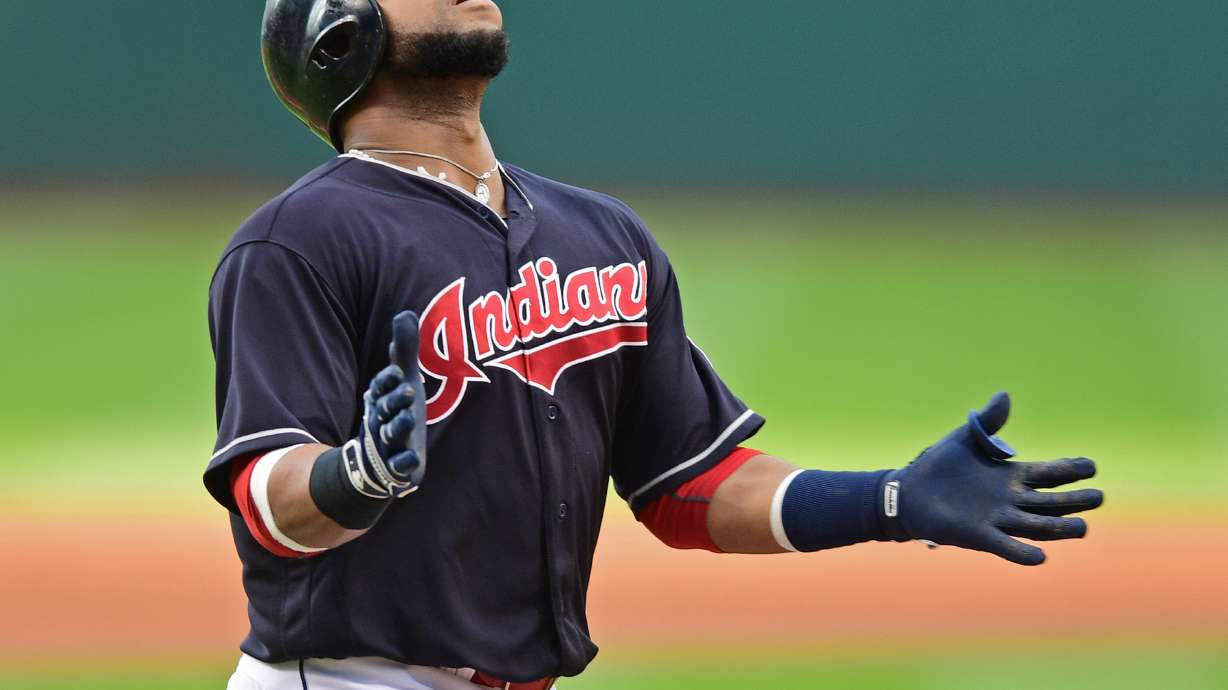 Indians' Santana out of lineup after hit in head by foul