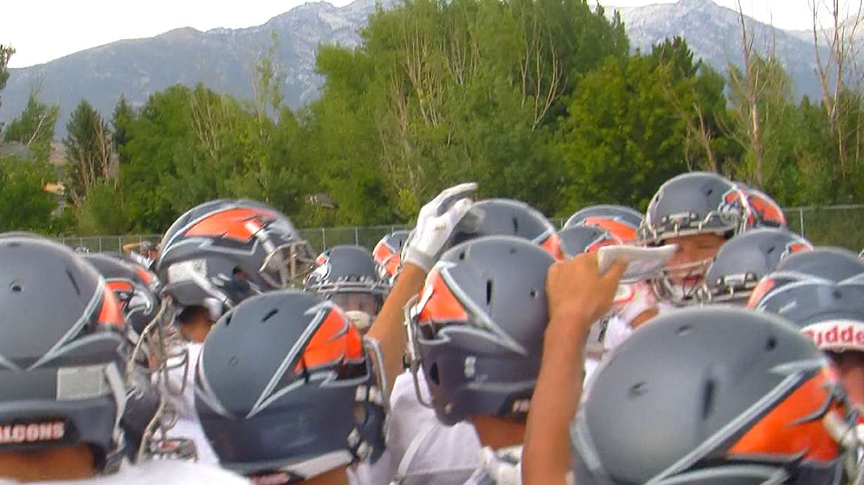 Skyridge football players practice Monday, Aug. 15, 2016, ahead of the program's inaugural season opener Thursday against Ridgeline High School.