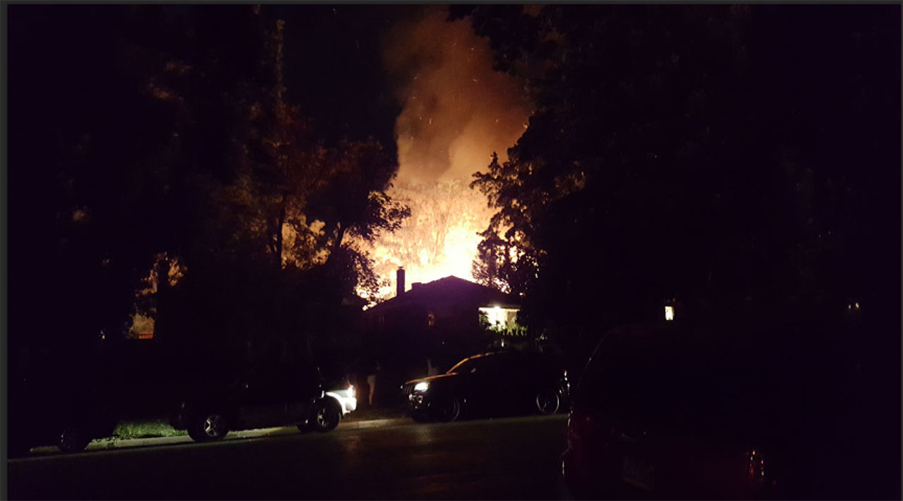 Fire broke out at a house where police made a marijuana bust less than 24 hours earlier. Photo: Trevor Newell