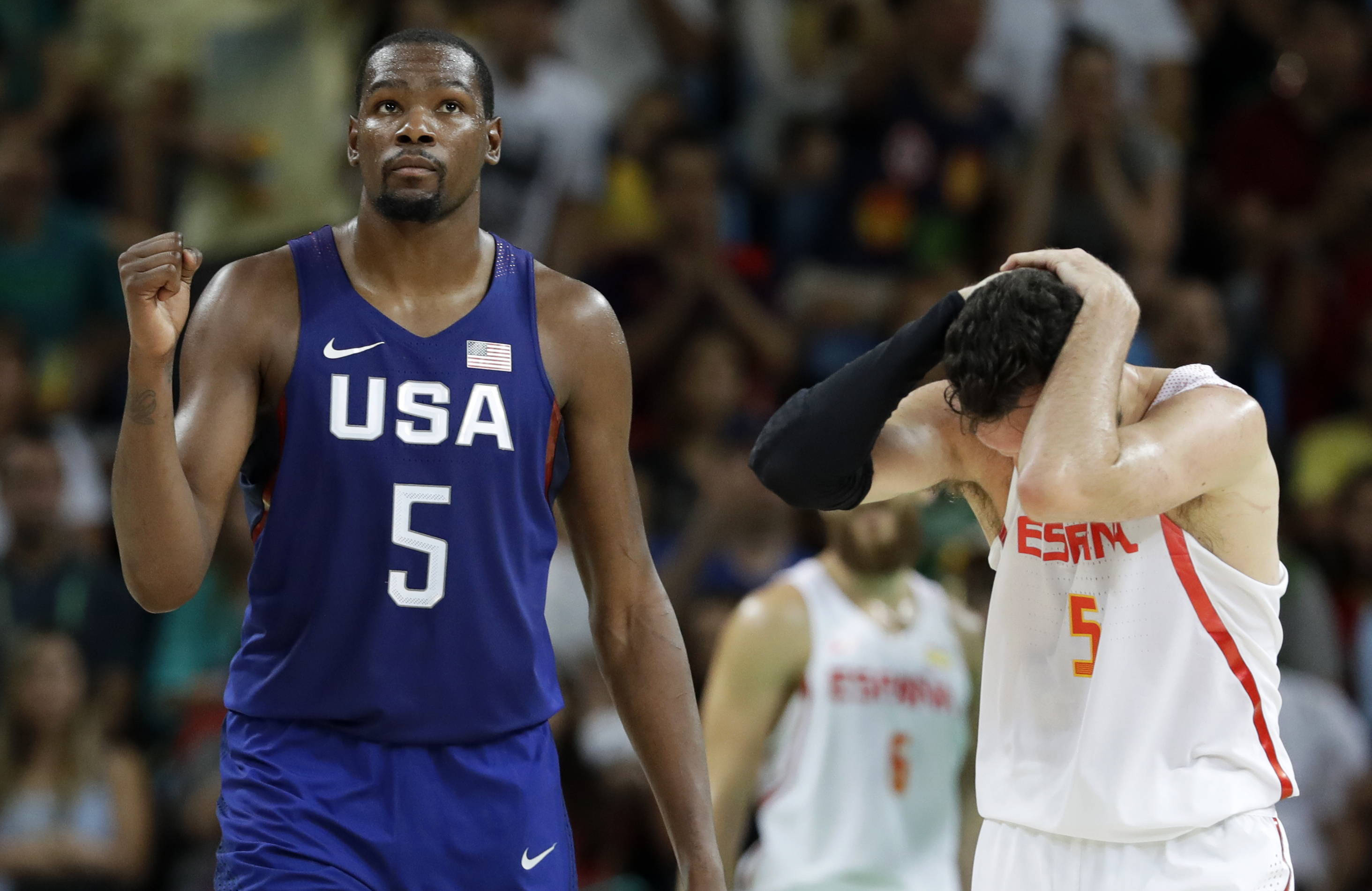 US beats Spain 82-76 in men's basketball, will play for gold