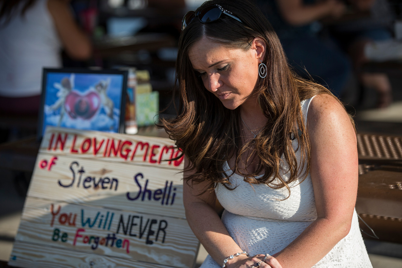 Tiffany Chambers, sister of Stevan Chambers, talks about her brother during a vigil at Copper Park in Magna on Saturday, Aug. 20, 2016. Friends and family gathered to remember Stevan Chambers and Shelli Marie Brown, who were both murdered two days apart in Magna a year ago, and to call for charges to be brought in the case. (Photo: Spenser Heaps, Deseret News)