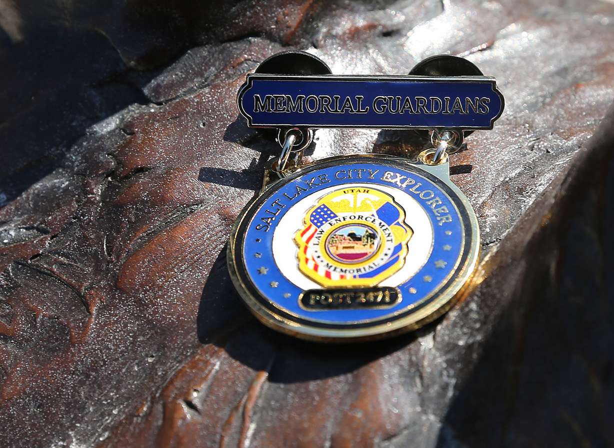 Salt Lake City Police Department Explorers received the Explorer Memorial Guardians pin during a ceremony at the Utah Law Enforcement Memorial at the state Capitol on Sunday, Aug. 21, 2016. (Photo: Scott G Winterton, Deseret News)