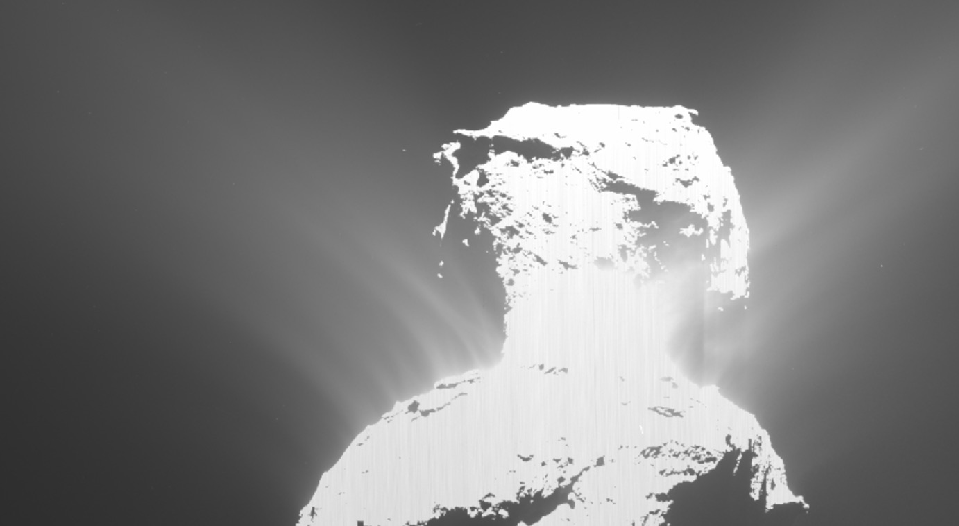 Rosetta space probe sees bright flares, landslide on comet