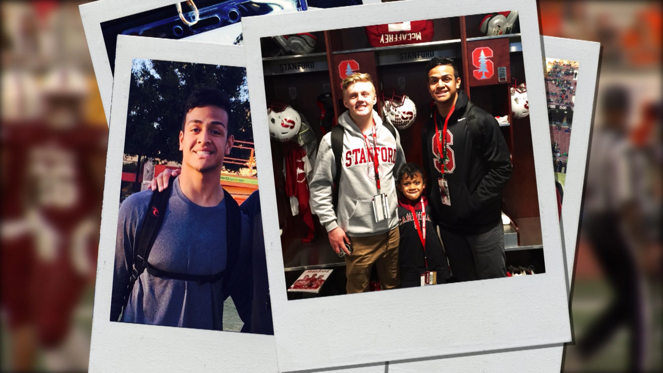 Brighton's Sione Lund on an official visit at Stanford with his brother Noah. Lund, who has committed to the Cardinal, will attend the university after serving a two-year mission for the LDS Church. (Photo: Lund family, courtesy photos)