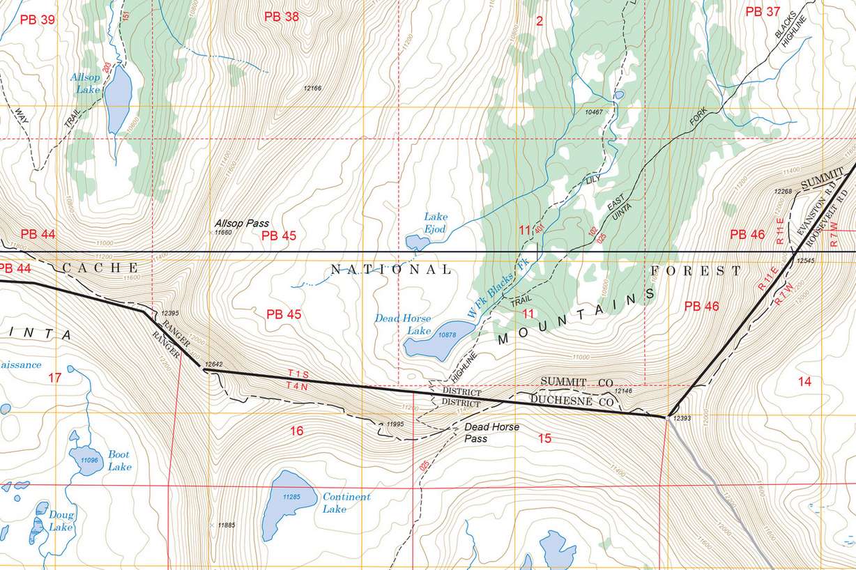 U.S. Forest Service topographic maps detailing the areas of Allsop and Dead Horse Lakes. Allsop Pass is not noted on most maps and was added here in the interest of clarity. (Photo: U.S. Forest Service, Department of the Interior)