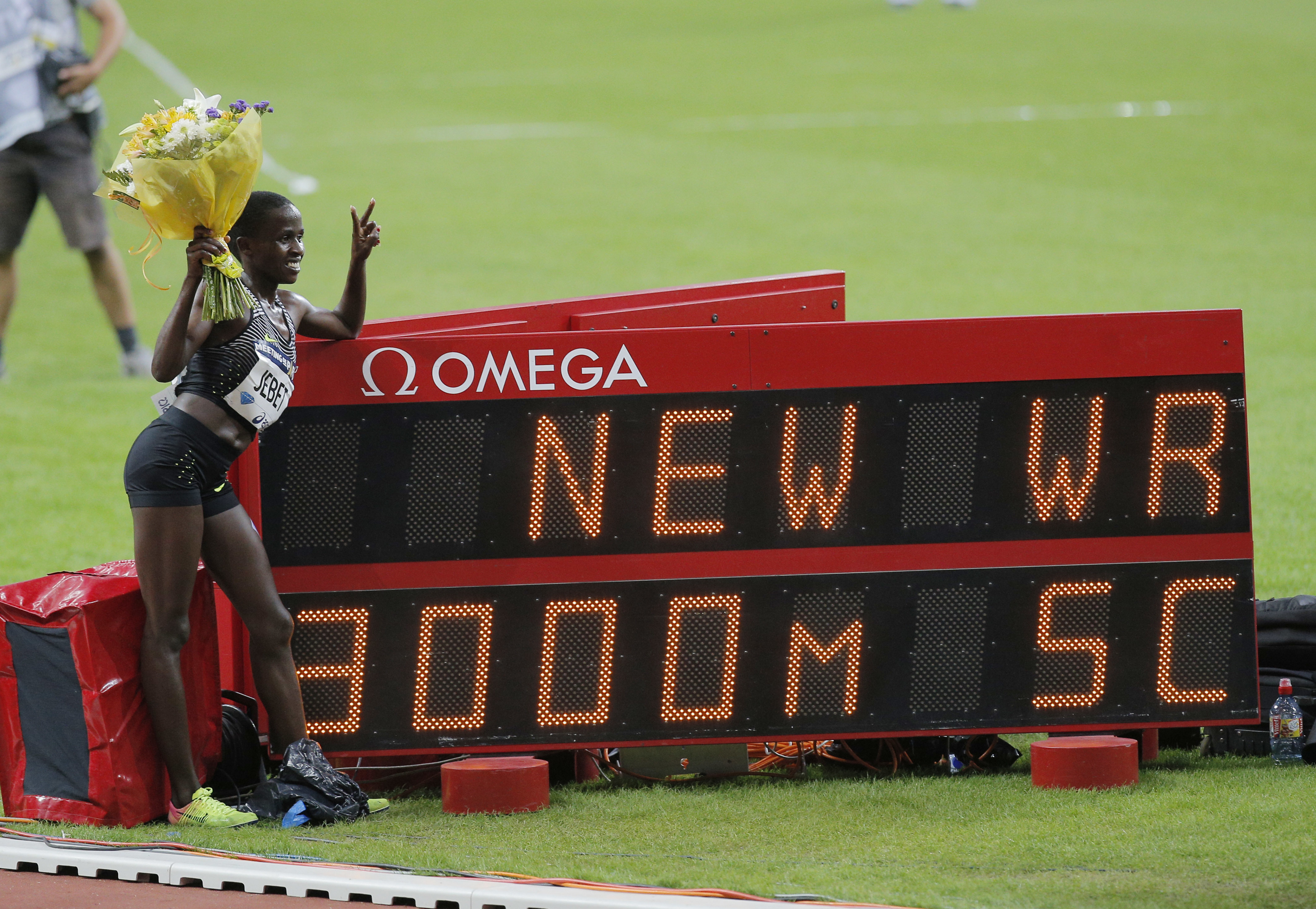 Jebet breaks world record to win women's 3,000 steeplechase