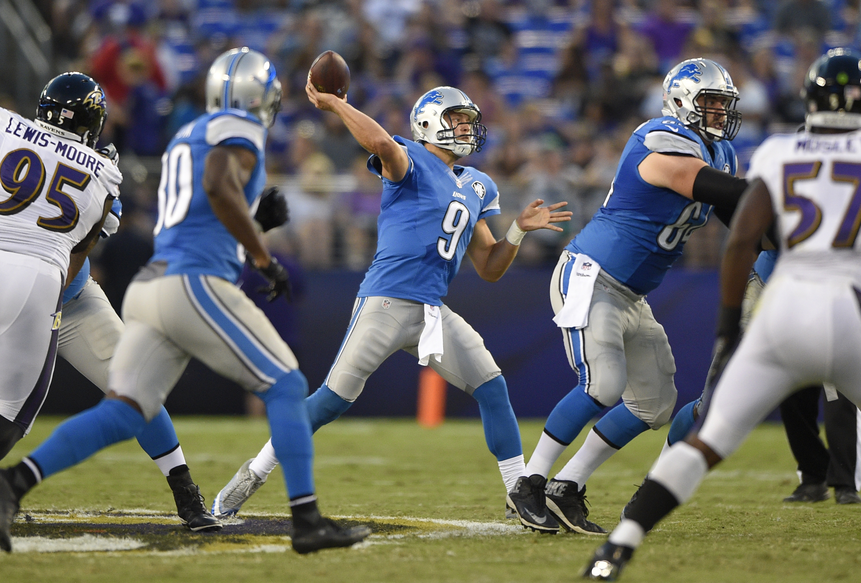 Ravens get back Flacco, lose Watson in 30-9 rout of Lions
