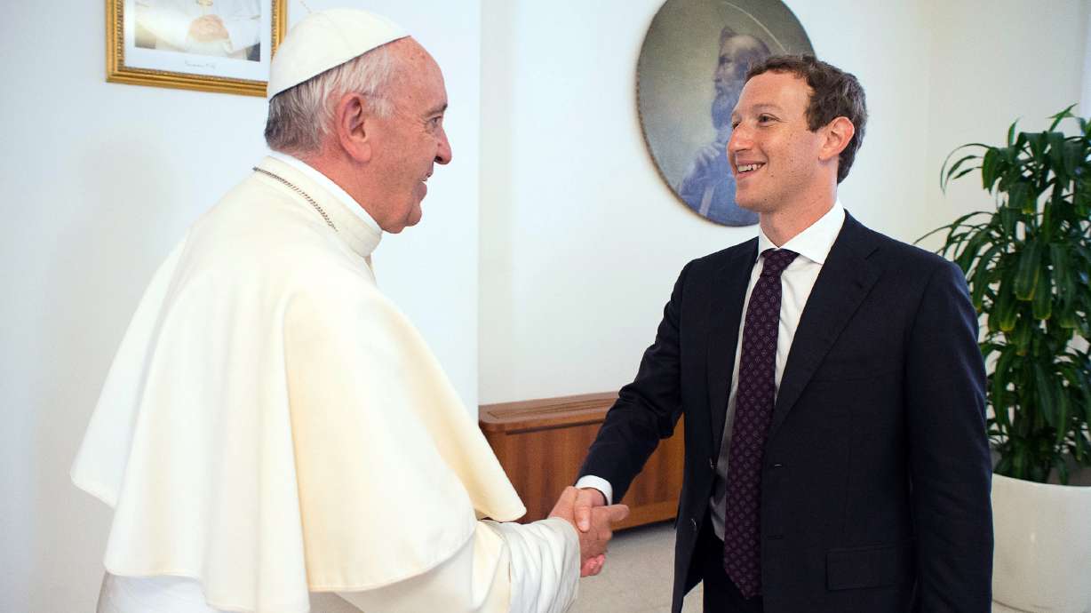 Pope Francis chats in person with Facebook CEO Zuckerberg