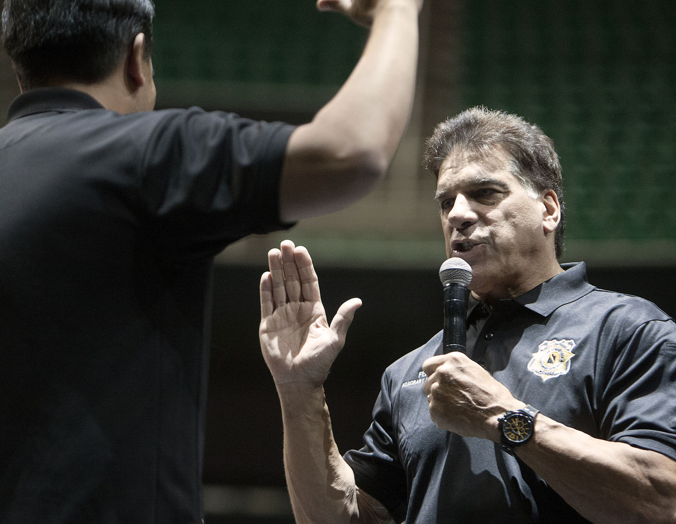 Lou Ferrigno is sworn in as a “Citizen Reserve Agent” for the state of Utah at Salt Lake Comic Con in Salt Lake City on Thursday, Sept. 1, 2016. (Photo: Hans Koepsell, Deseret News)