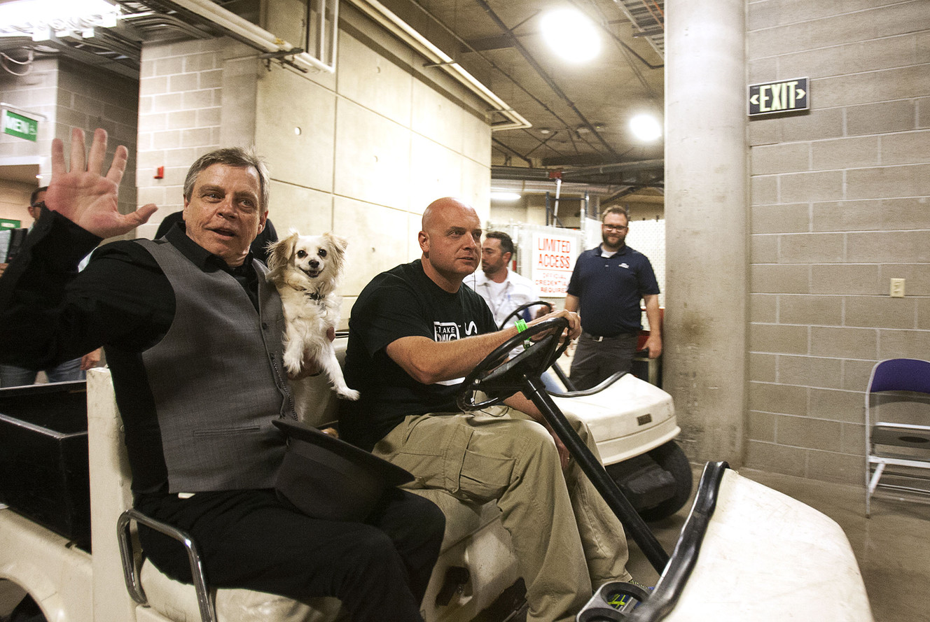 Mark Hamill exits the Vivint Smart Home Arena after a panel discussion at Salt Lake Comic Con in Salt Lake City on Thursday, Sept. 1, 2016. (Photo: Hans Koepsell, Deseret News)