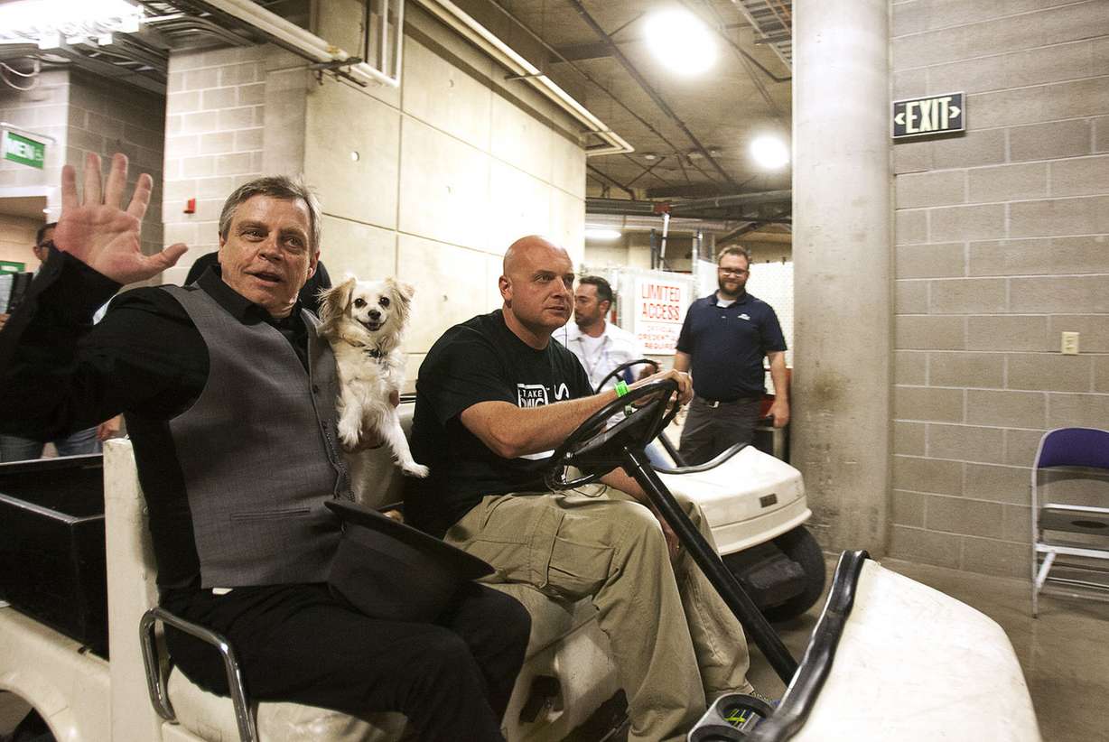 Mark Hamill exits the Vivint Smart Home Arena after a panel discussion at Salt Lake Comic Con in Salt Lake City on Thursday, Sept. 1, 2016. (Photo: Hans Koepsell, Deseret News)