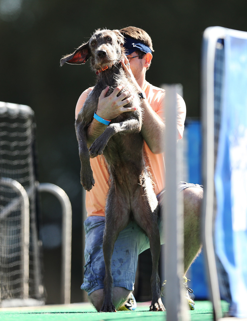 Tyler Brown holds his dog, Jessie, during the Splash Dog competition during the Soldier Hollow Sheepdog Classic at Soldier Hollow on Monday, Sept. 5, 2016. (Photo: Jeffrey D. Allred, Deseret News)
