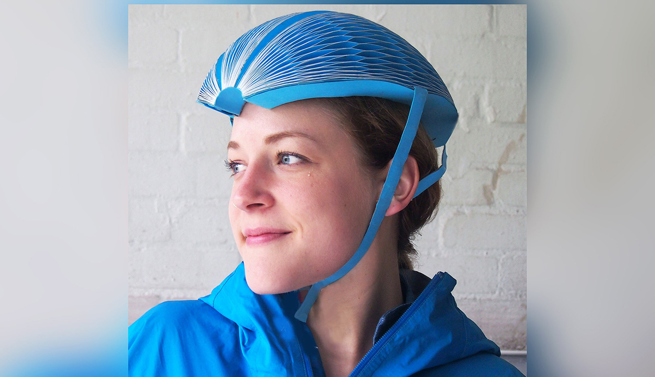 This foldable bike helmet is made from paper