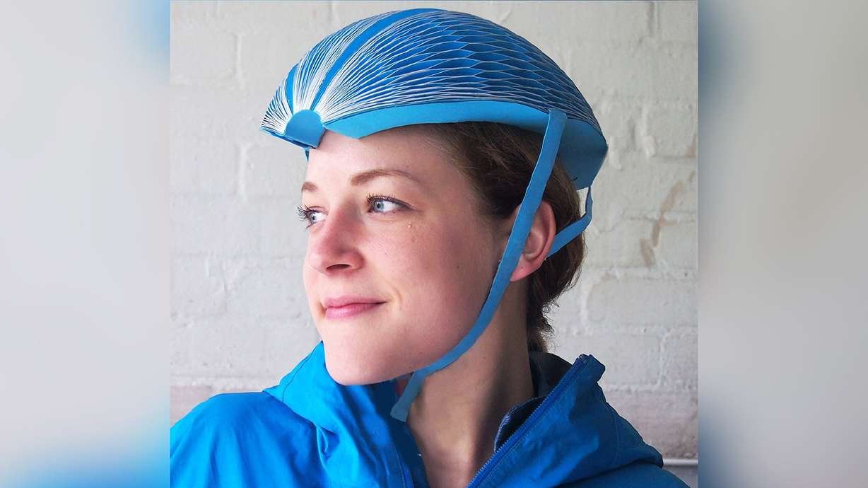 This foldable bike helmet is made from paper