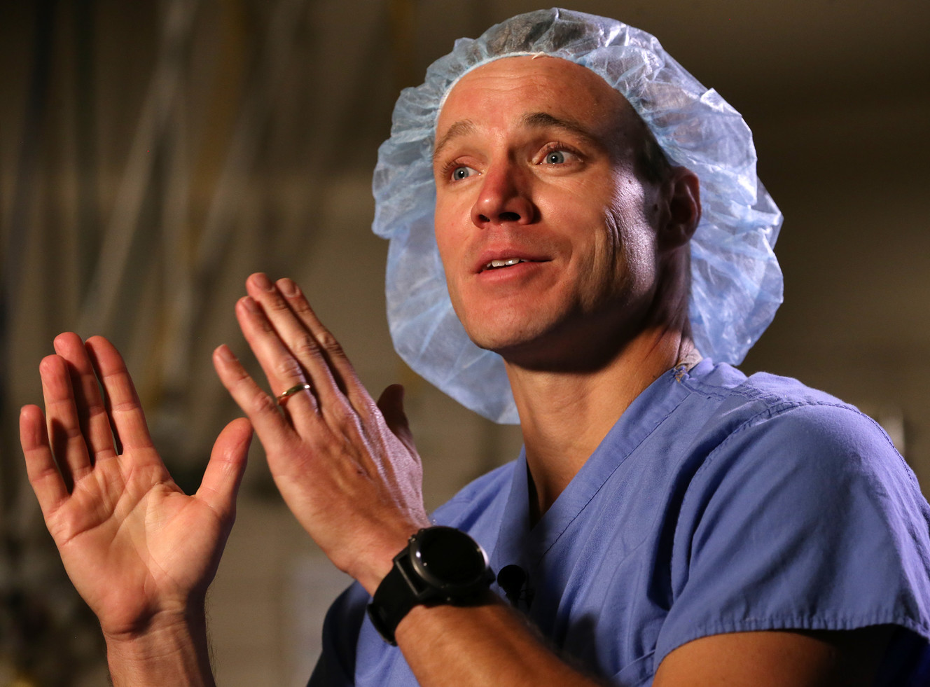 Dr. Mark Mahan describes sitting in a building across from the Twin Towers and being able to see them sway in the wind on Friday, Sept. 9, 2016, at the South Jordan Health Center. Mahan, who was an investment banker in New York City on 9/11, decided to change careers after the terrorist attack and became a neurosurgeon. (Photo: Scott G Winterton, Deseret News)