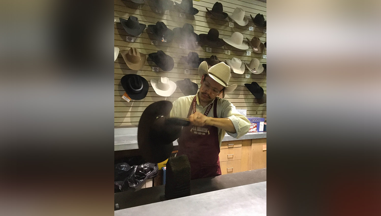 Dustin Williams has been shaping hats at A.A. Callister, a western clothing retail store in West Valley City, for about 10 years. (Photo: A.A. Callister)