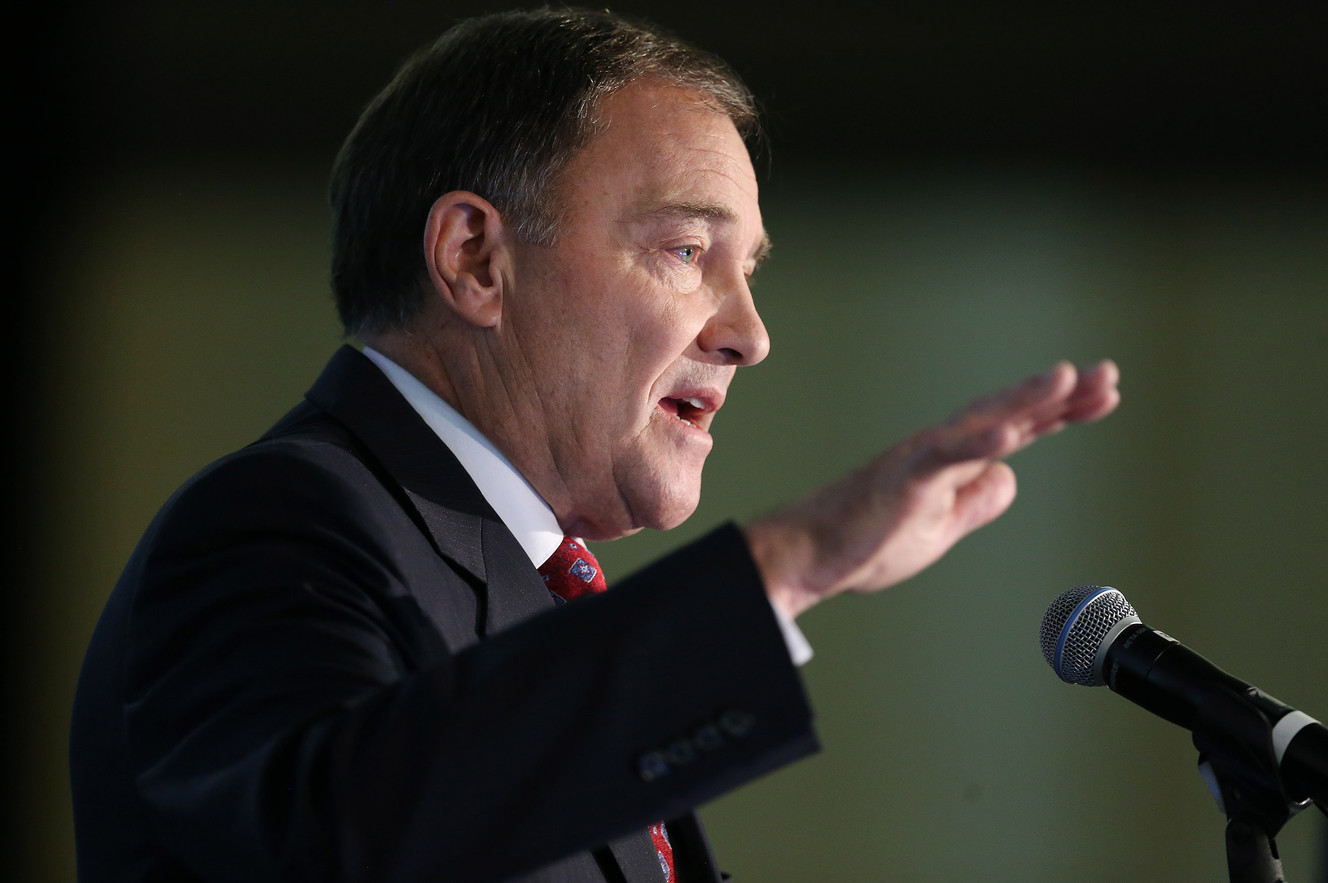 Republican Gov. Gary Herbert debates Democrat Mike Weinholtz in Salt Lake City on Friday, Sept. 16, 2016. Photo: Jeffrey D. Allred, Deseret News