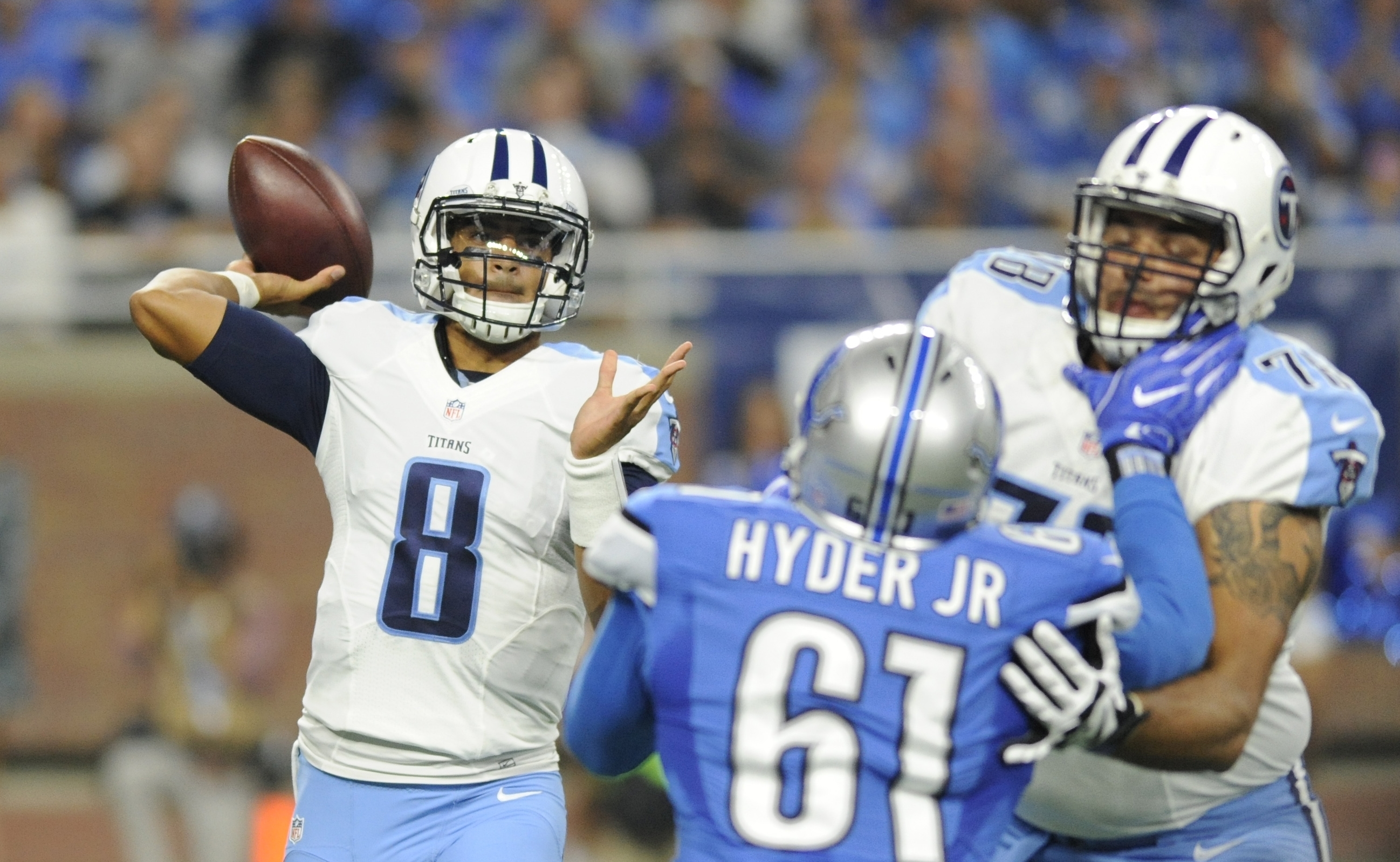 Titans rally to beat Lions 16-15 on Mariota's 2nd TD pass