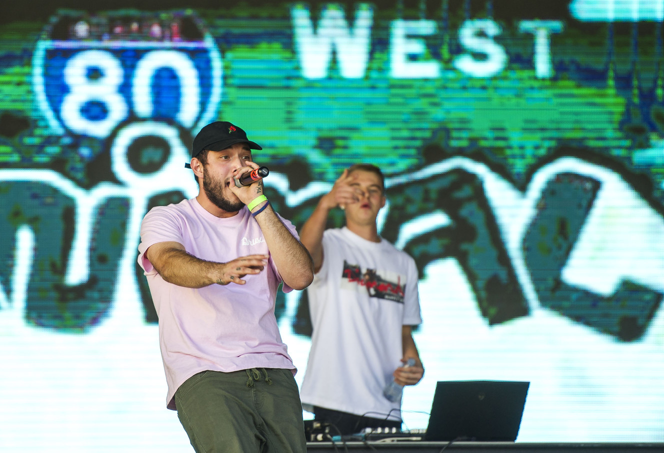 Adam Fierro, or AZA, performs with DJ Dicio during the Salt Lake City Urban Arts Festival in Salt Lake City on Sunday, Sept. 18, 2016. (Photo: Nick Wagner, Deseret News)