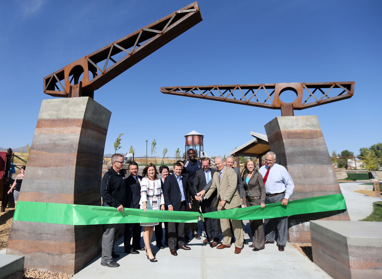 Dignitaries officially open the Lodestone Regional Park during a ribbon cutting ceremony on Tuesday, Sept. 20, 2016. The park, shared between Kearns and West Valley City, is located at 6252 W. 6200 South. (Photo: Kristin Murphy, Deseret News)
