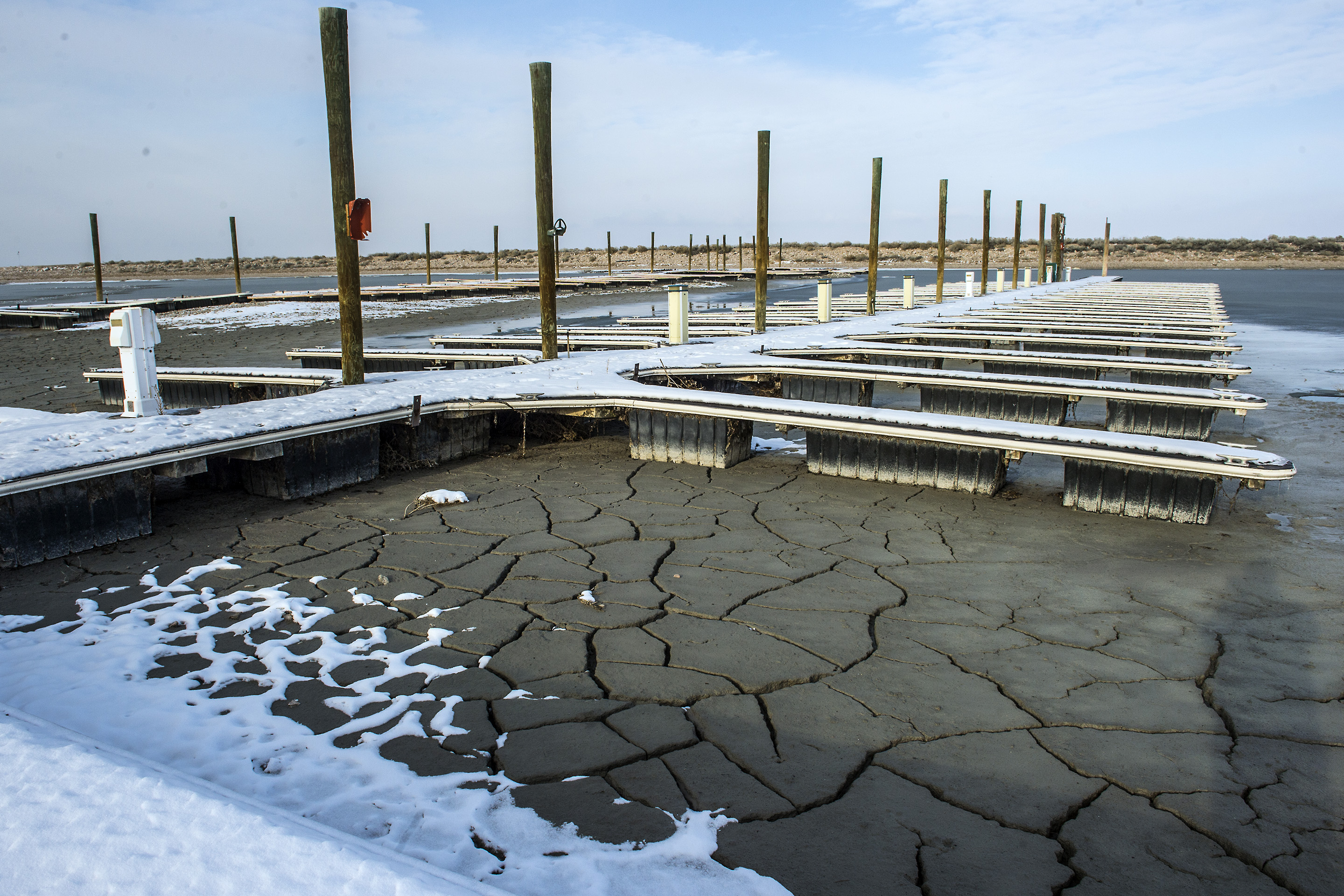 In this Dec. 29, 2015, file photo, the boat docks are seen at the Great Salt Lake at Antelope Island, in Utah, December 29, 2015. Photo: AP Photo