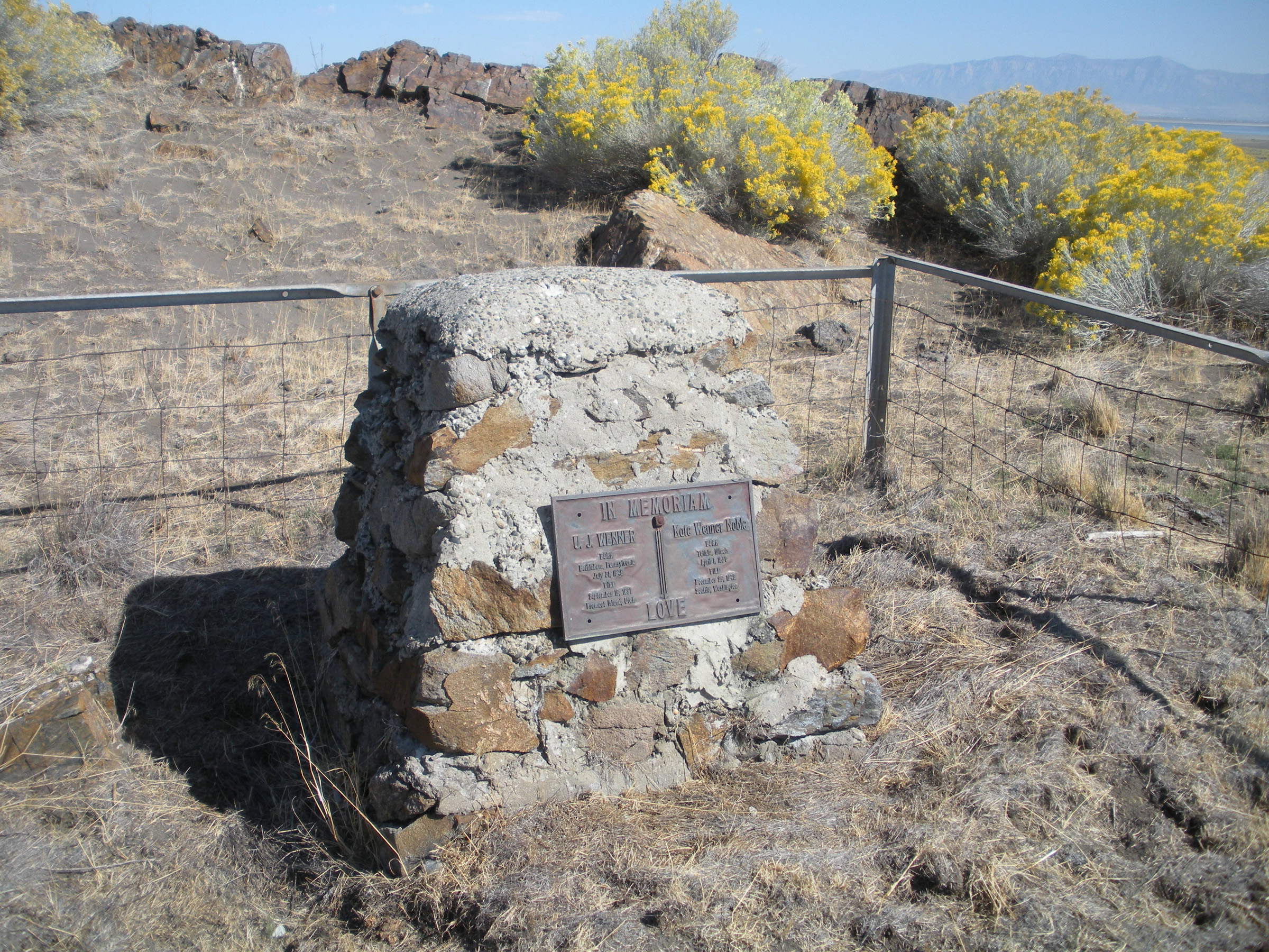The graves of Uriuah and Kate Wenner on Fremont Island. They lived there for five years, from 1886-1891. (Photo: Lynn Arave, Deseret News, File)