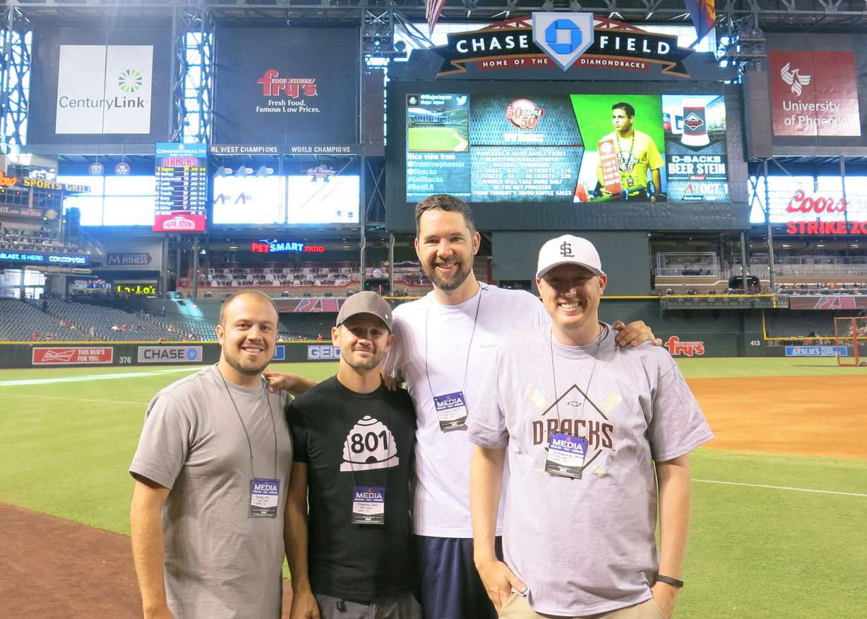 Eli, Sam, Grant and Spencer explore Chase Field prior to their batting practice. (Photo: Grant Olsen)