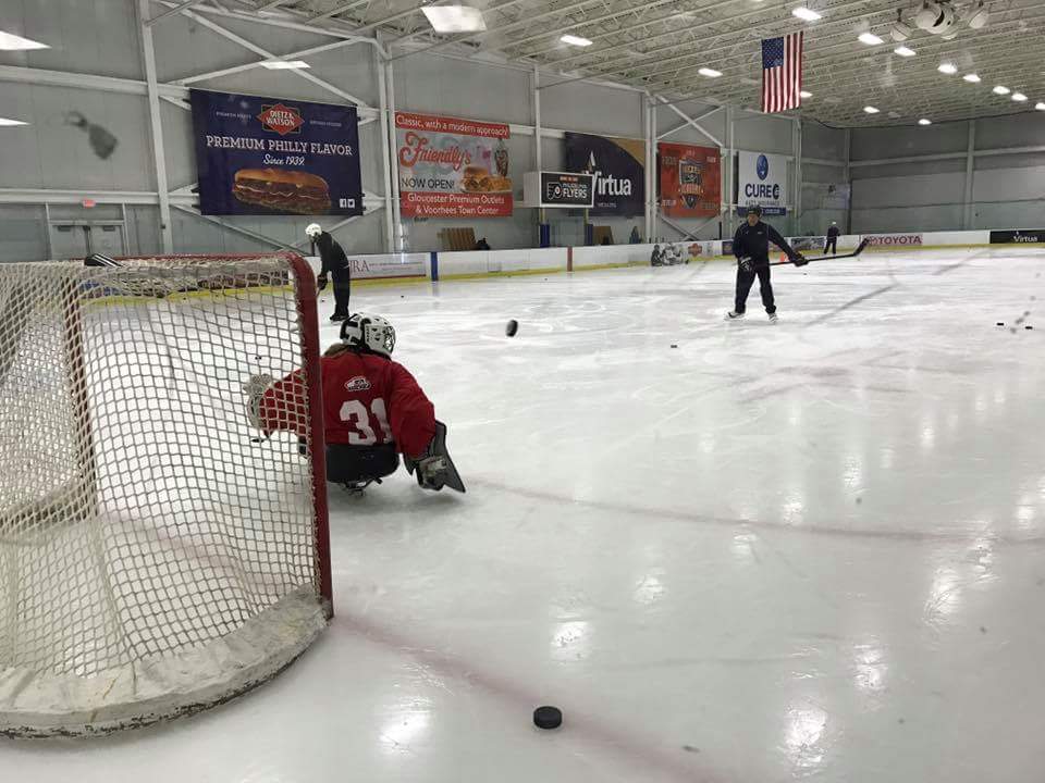 Hope Bevilhymer practices as a goaltender for the USA Women's Sled Hockey Team (Courtesy of Hope Bevilhymer)