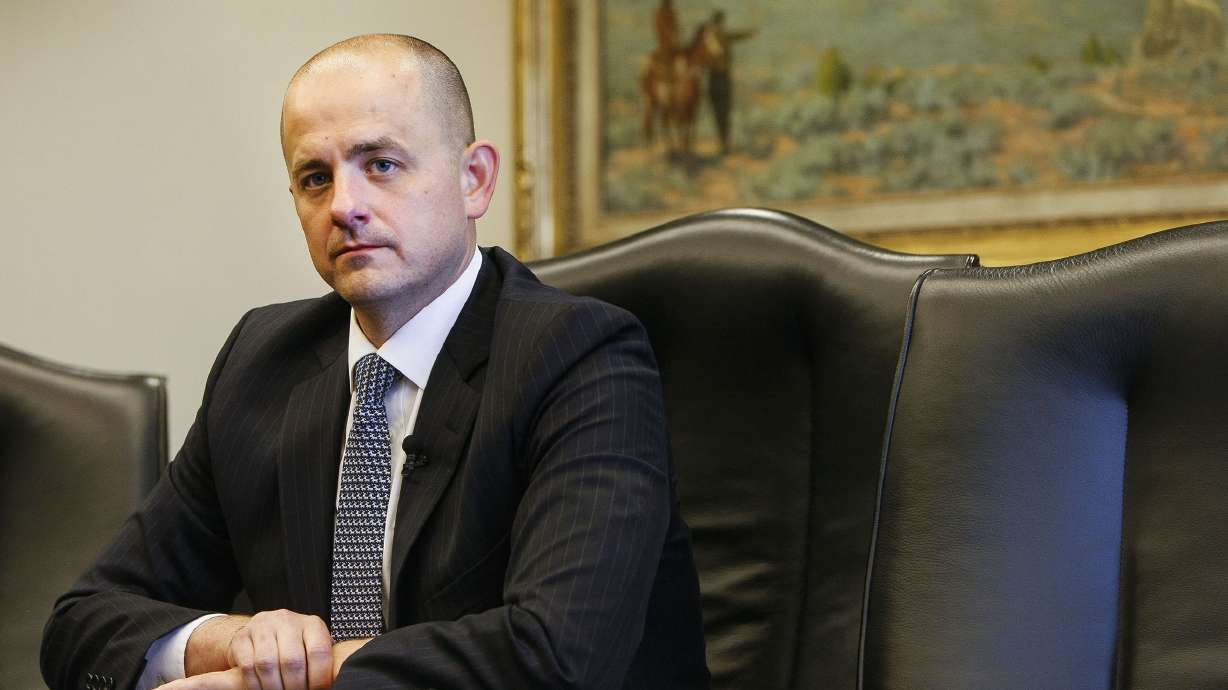 Evan McMullin, who's running an independent bid for president, talks with the Deseret News and KSL editorial board in Salt Lake City on Wednesday, Aug. 10, 2016. Photo: Weston Kenney, Deseret News