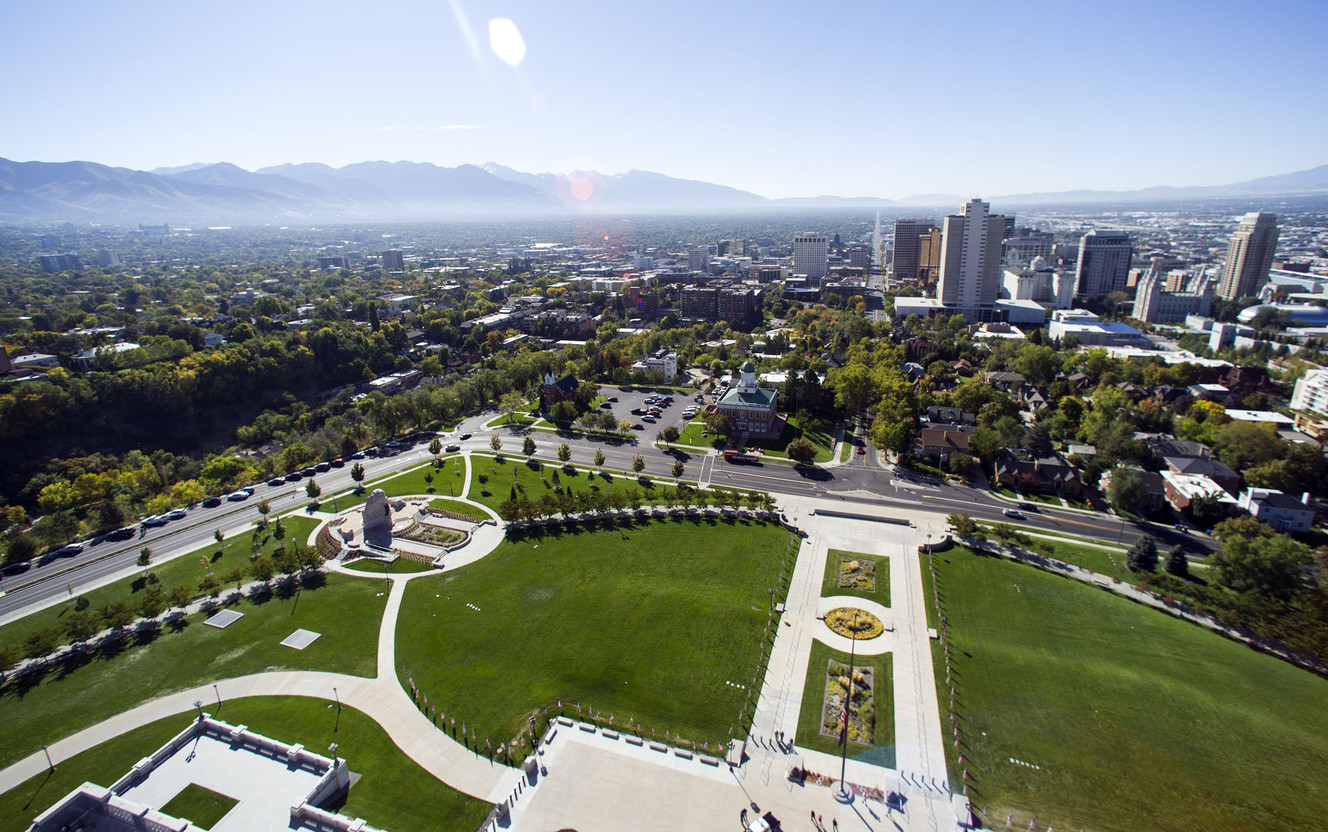 The view from the cupola of the Capitol during a media tour of the Utah Capitol dome to celebrate the 100th anniversary of the building's dedication in Salt Lake City on Sunday, Oct. 9, 2016. (Photo: Nick Wagner, Deseret News)