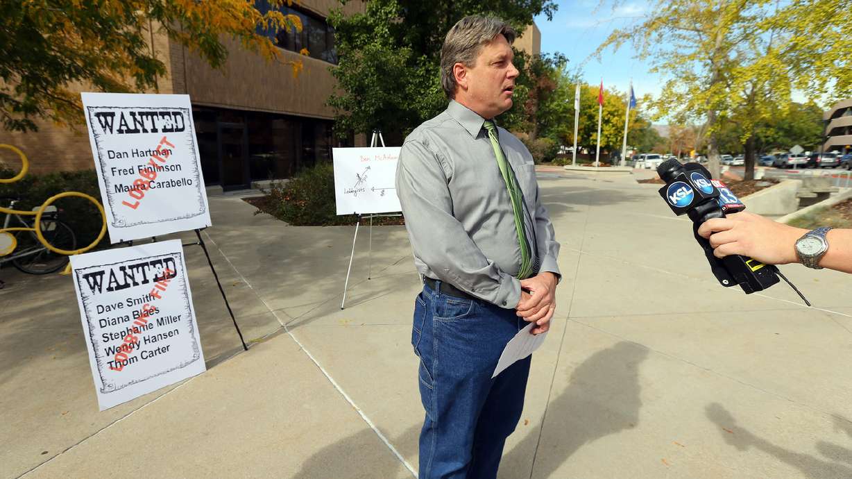 Scott Miller, vice chairman of the Salt Lake County Republican Party, addresses the media as members of the Salt Lake County Republican Party and Dave Robinson, candidate for Salt Lake County mayor, hold a press conference to give details surrounding newly released Mountain Accord documents on Wednesday, Oct. 12, 2016, in Salt Lake City. (Photo: Scott G Winterton, Deseret News)
